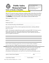 Document preview: Notice of Death or Disability - Public Safety Memorial Fund - Oregon