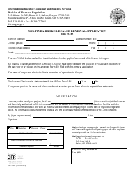 Document preview: Form 440-2785 Non-FiNRA Broker-Dealer Renewal Application - Oregon