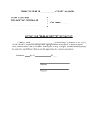 Document preview: Motion for Pre-placement Investigation - Alabama