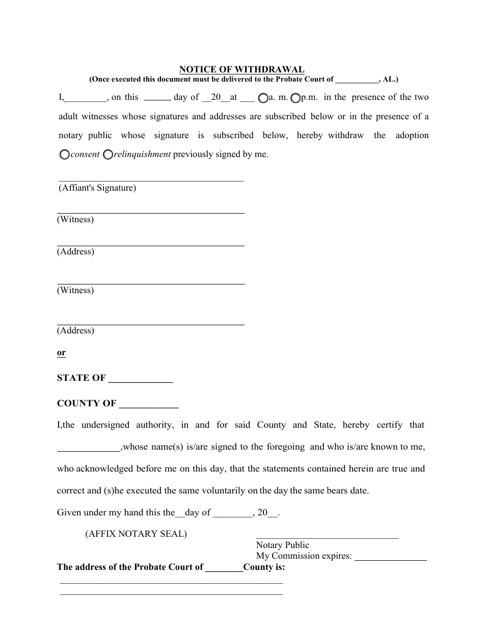 Consent or Relinquishment of Minor for Adoption by a Minor - Alabama, Page 4
