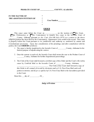 Document preview: Order Transferring Case to Juvenile Court - Alabama