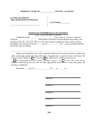 Document preview: Notice of Withdrawal of Consent - Alabama