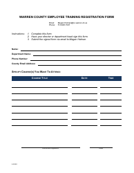 Document preview: Warren County Employee Training Registration Form - Warren County, Ohio