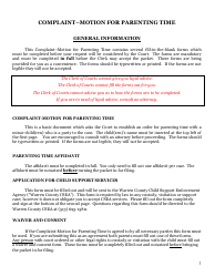 Document preview: Complaint - Motion for Parenting Time - Warren County, Ohio