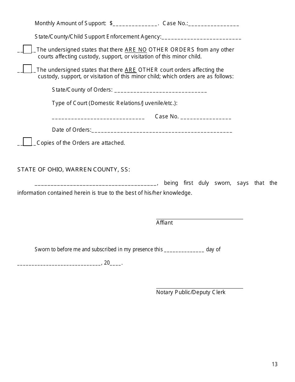 Complaint - Motion for Parenting Time - Warren County, Ohio, Page 13