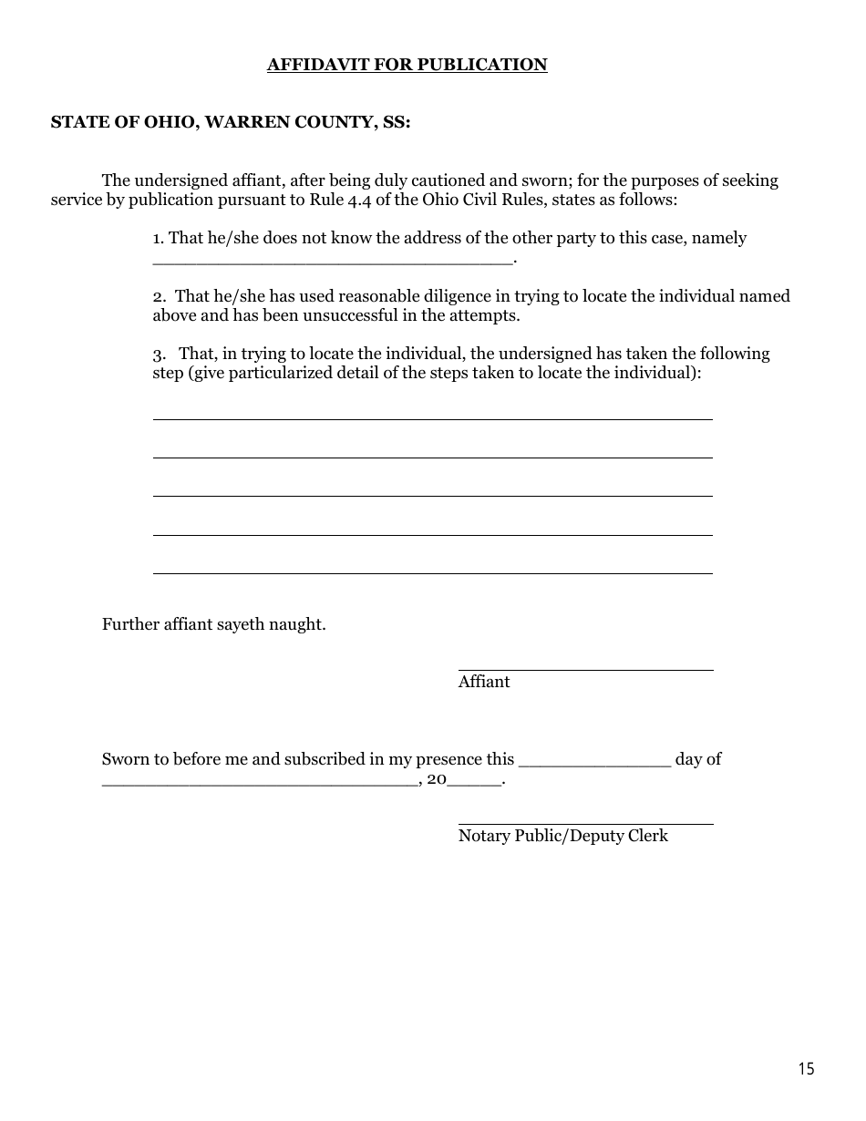 Complaint - Motion for Parenting Time - Warren County, Ohio, Page 15