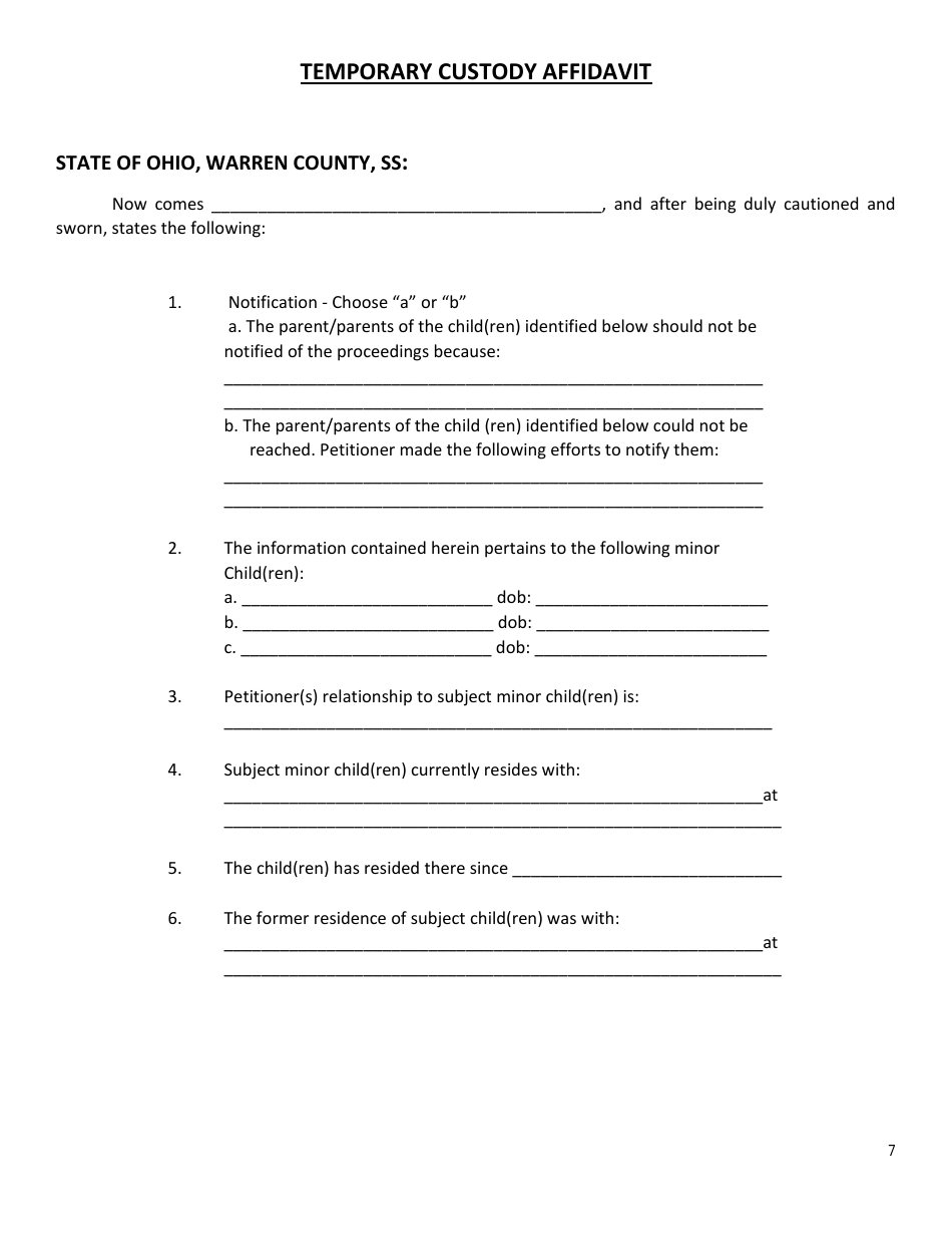 Motion for Ex-parte emergency Custody - Warren County, Ohio, Page 7