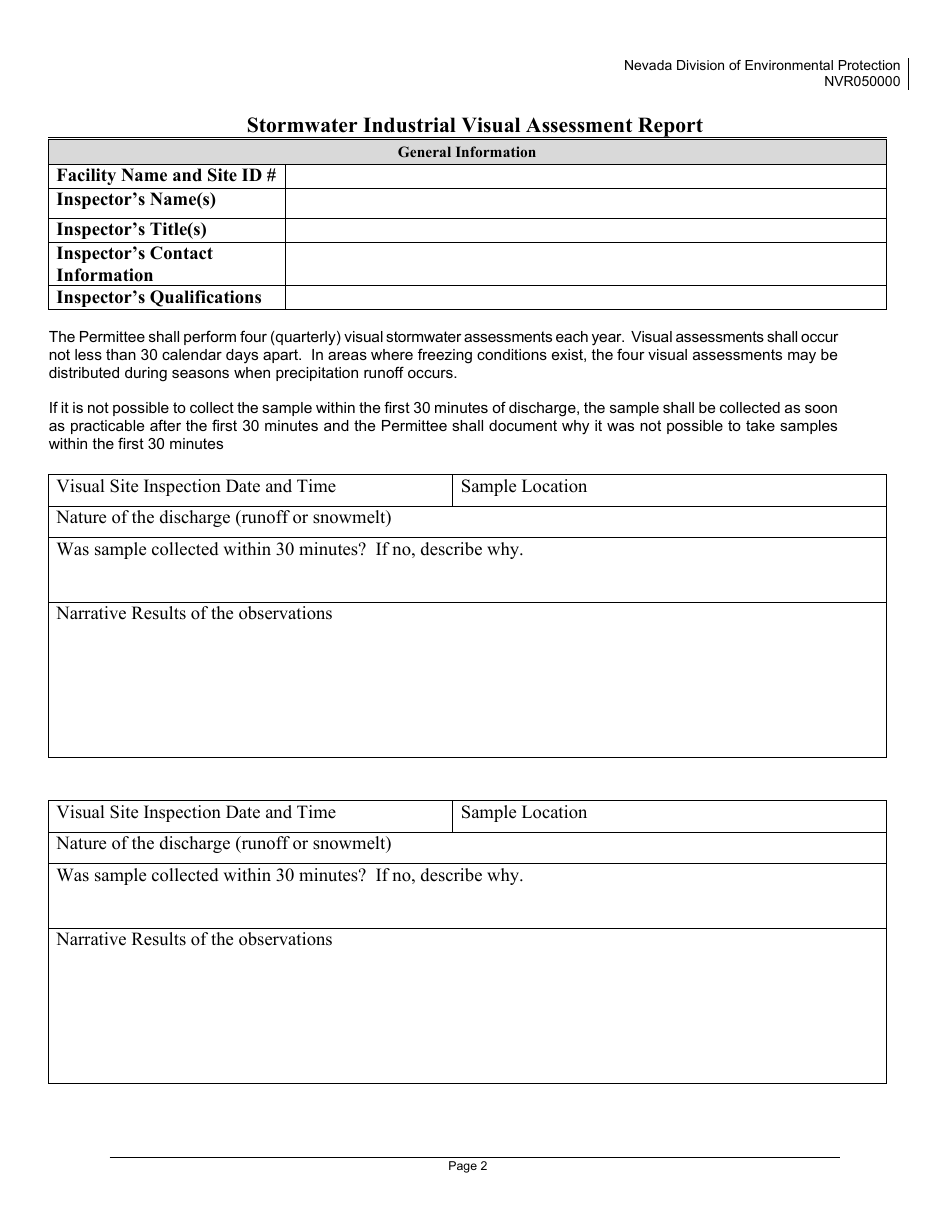 Stormwater Industrial Visual Assessment Report - Nevada, Page 2