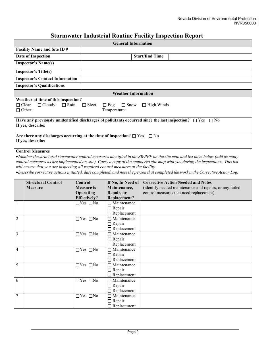 Routine Facility Inspection Report - Nevada, Page 2