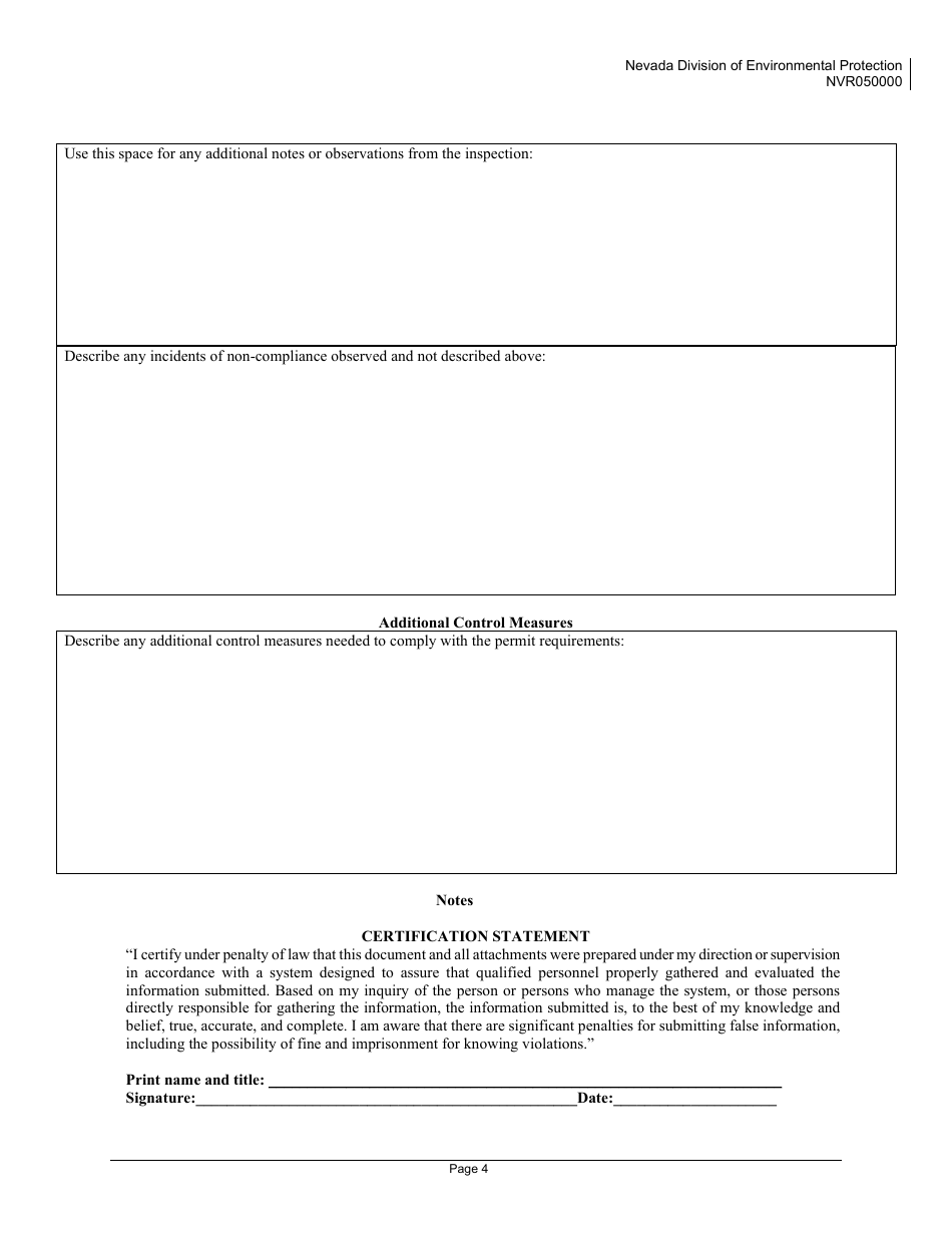 Routine Facility Inspection Report - Nevada, Page 4