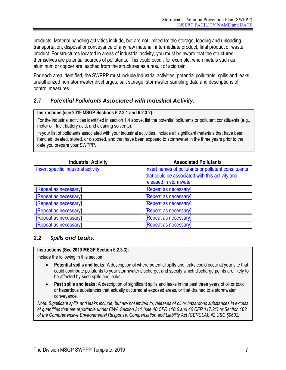 Stormwater Pollution Prevention Plan Template - Nevada, Page 12
