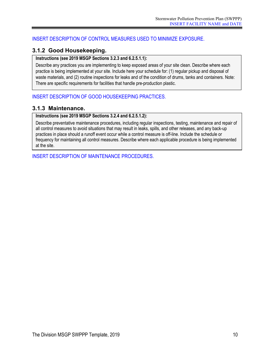 Stormwater Pollution Prevention Plan Template - Nevada, Page 15