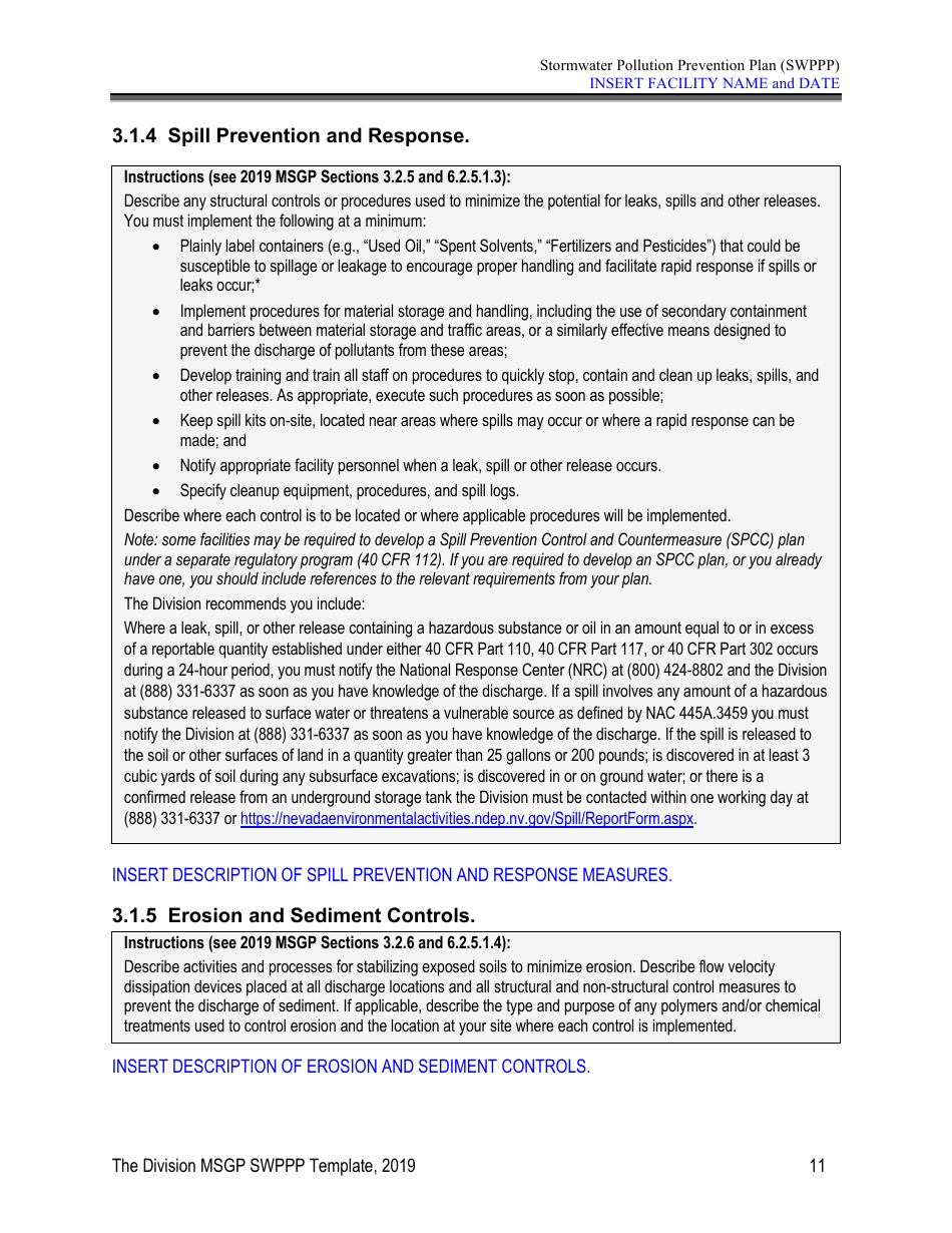 Stormwater Pollution Prevention Plan Template - Nevada, Page 16