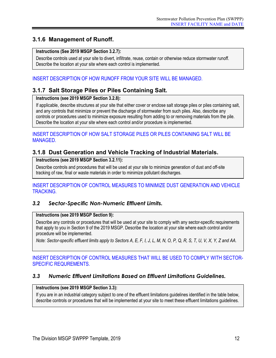 Stormwater Pollution Prevention Plan Template - Nevada, Page 17