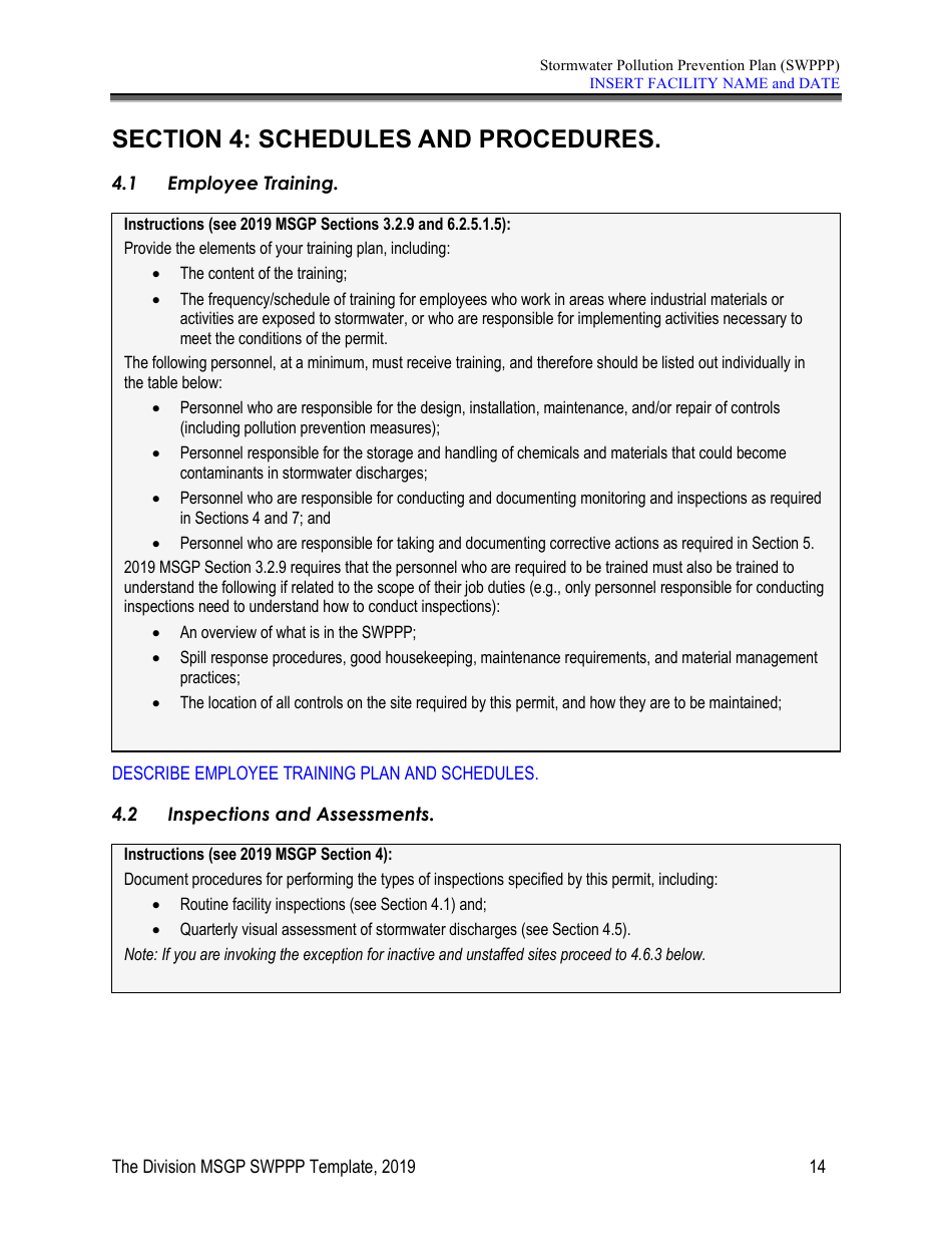 Stormwater Pollution Prevention Plan Template - Nevada, Page 19