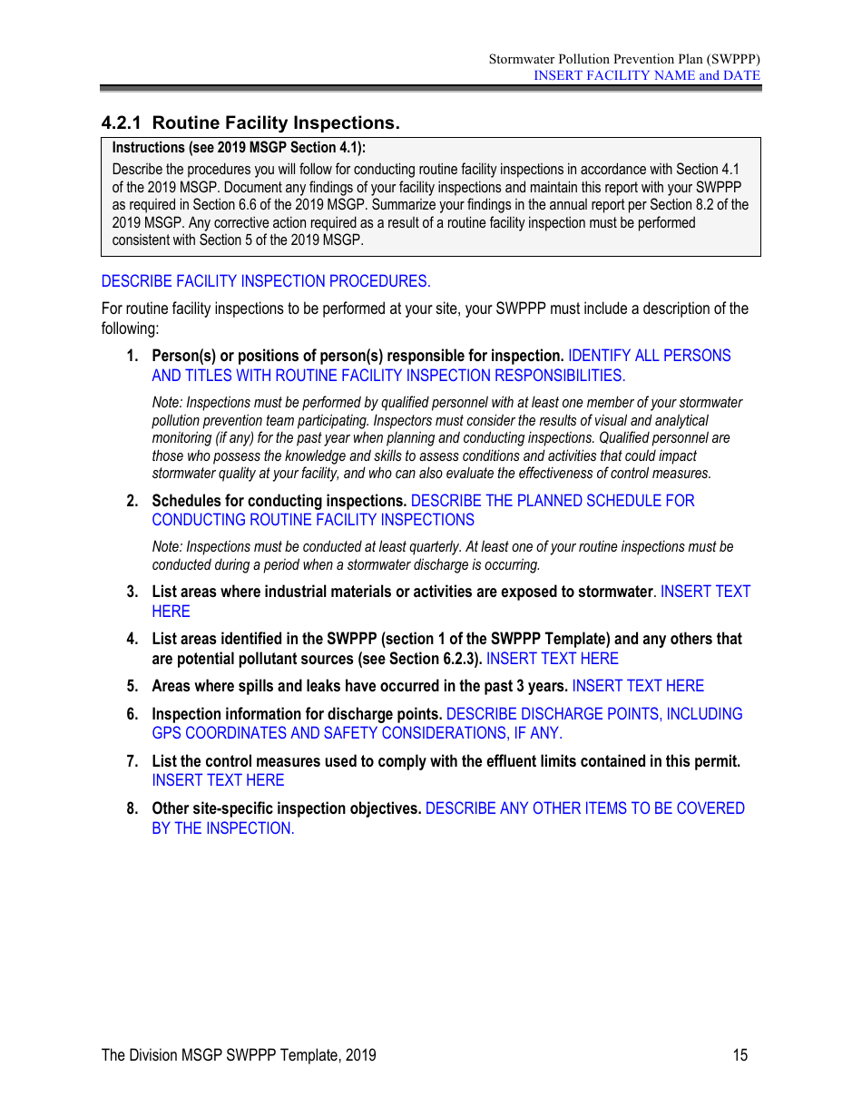 Stormwater Pollution Prevention Plan Template - Nevada, Page 20