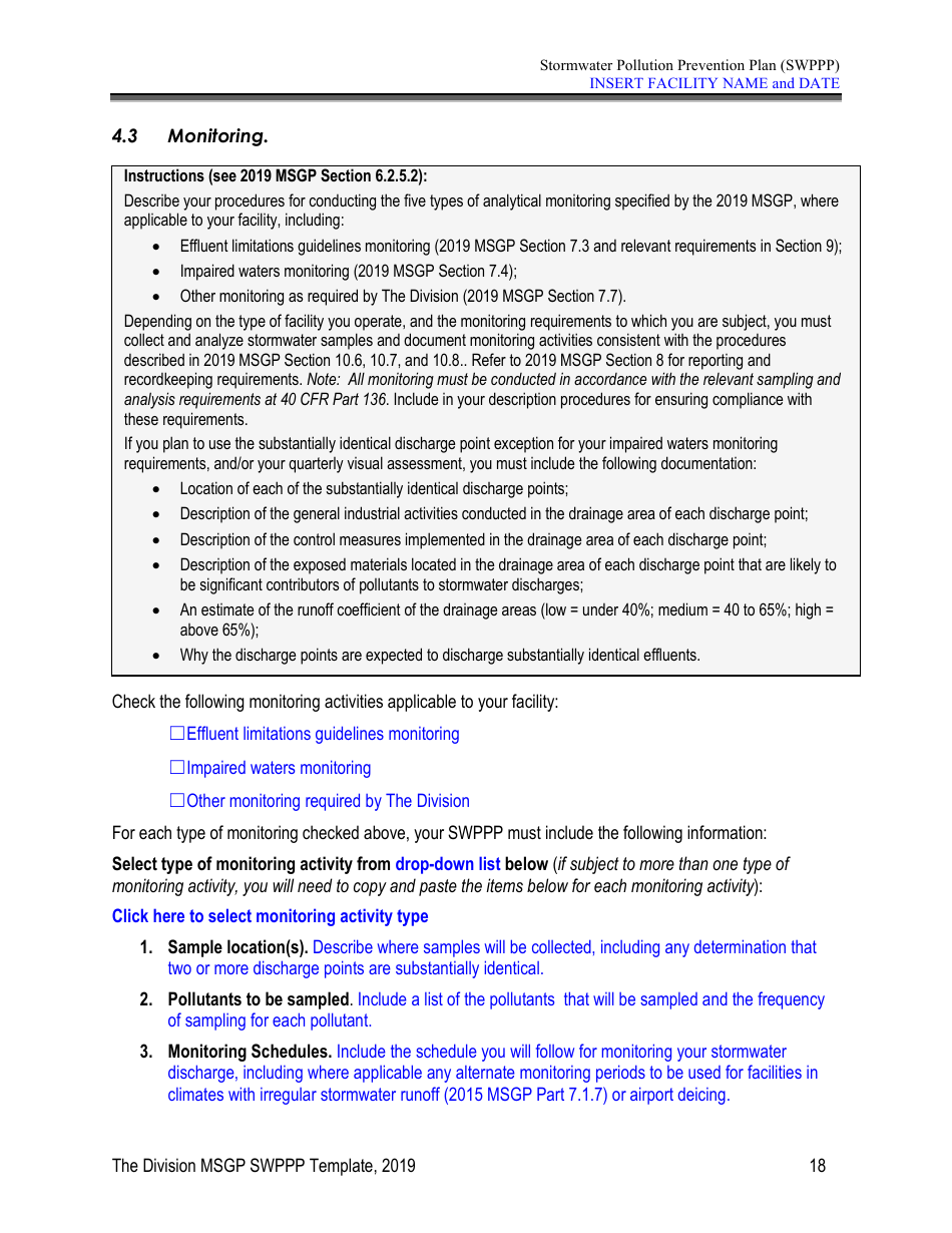 Stormwater Pollution Prevention Plan Template - Nevada, Page 23