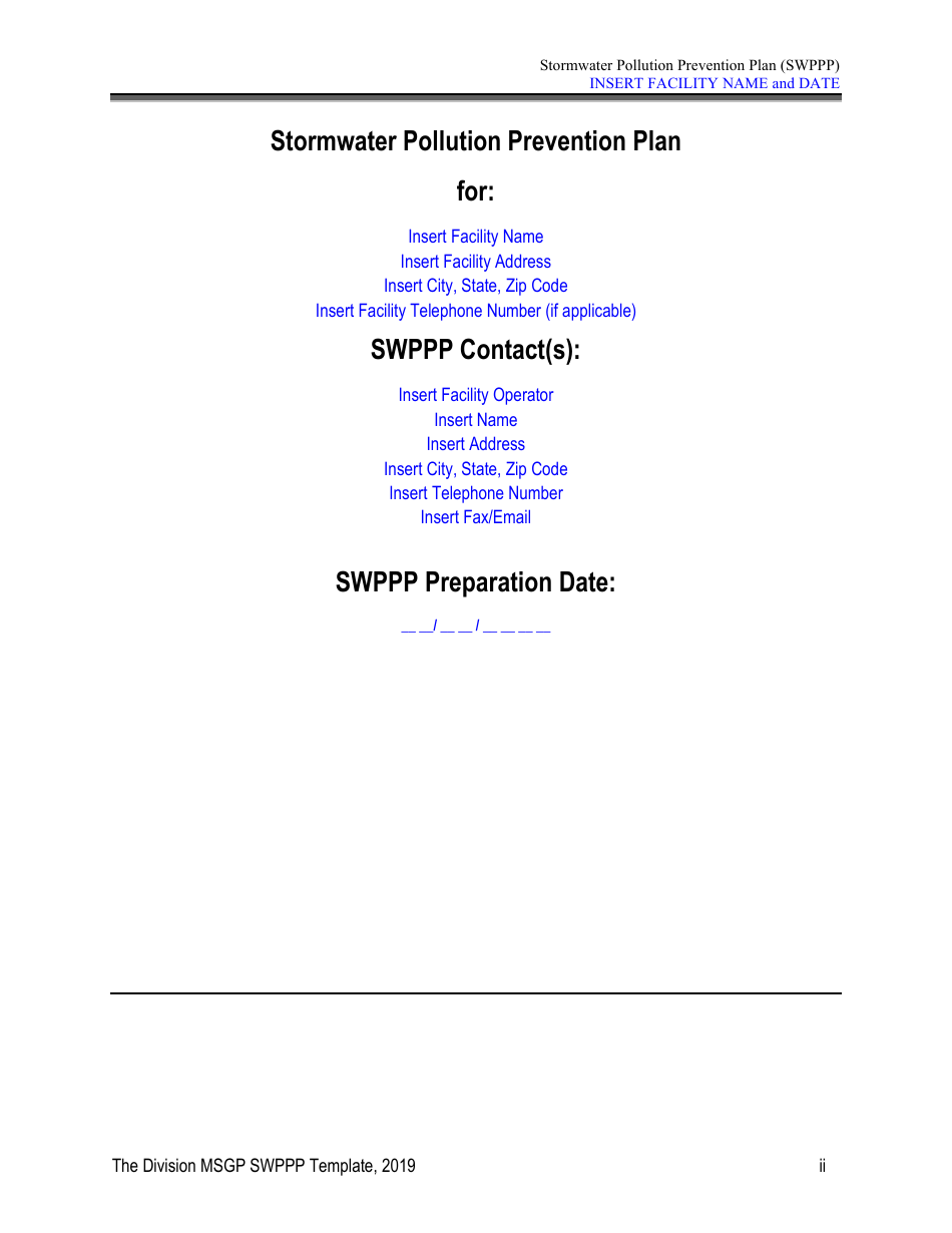 Stormwater Pollution Prevention Plan Template - Nevada, Page 3