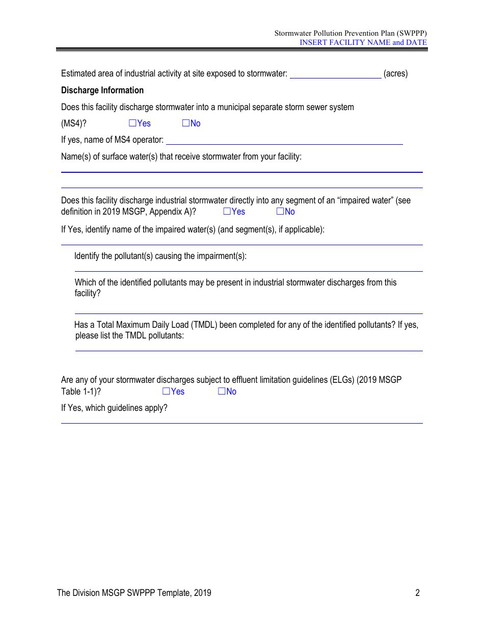 Stormwater Pollution Prevention Plan Template - Nevada, Page 7