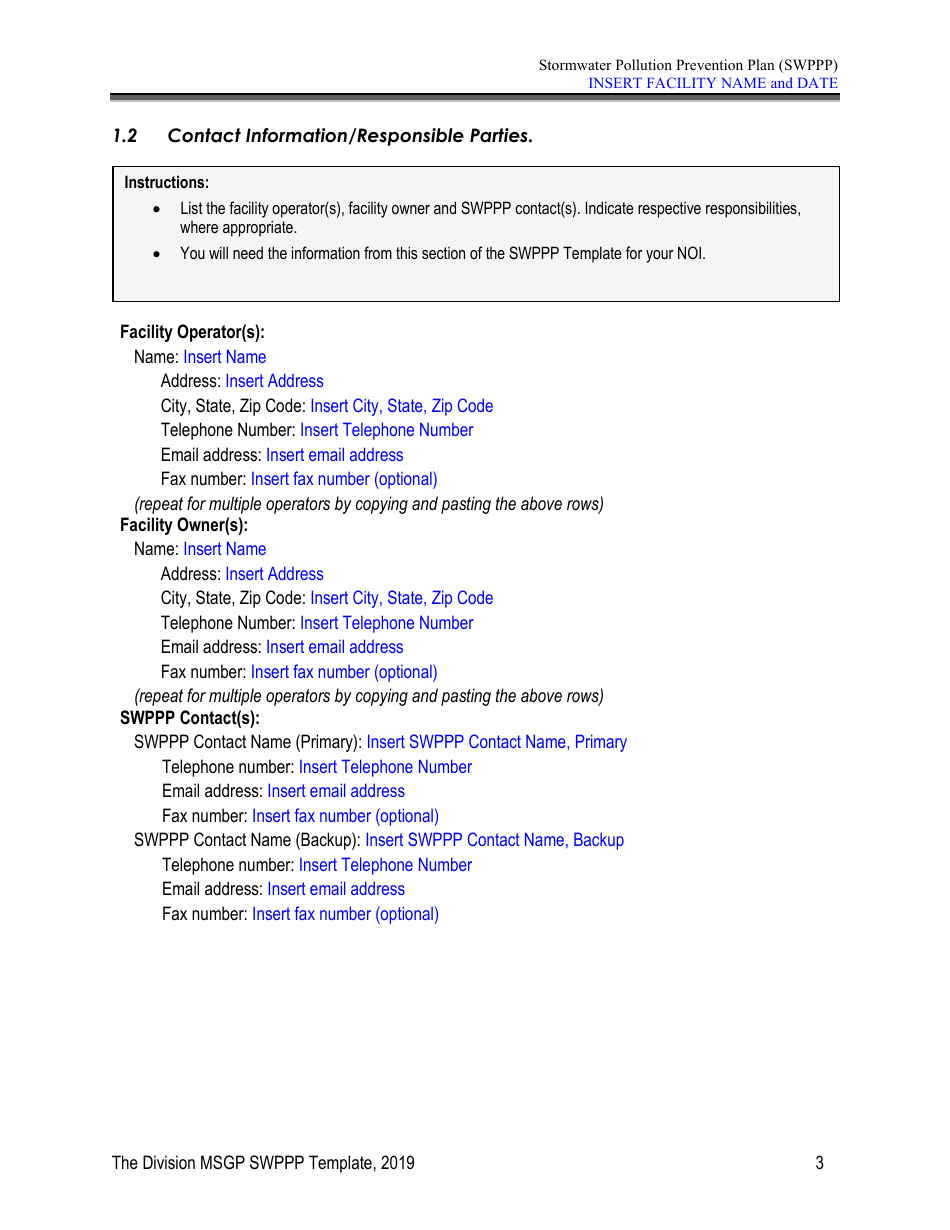 Stormwater Pollution Prevention Plan Template - Nevada, Page 8