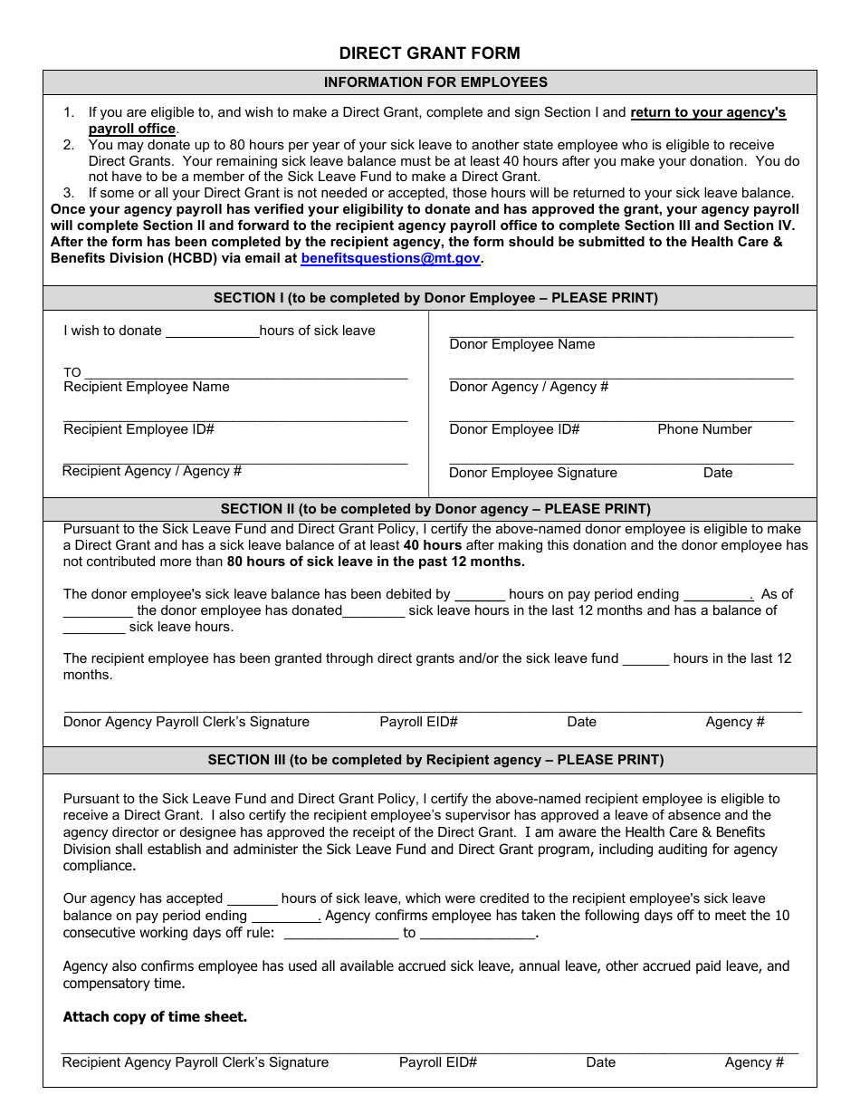 Direct Grant Form - Montana, Page 3