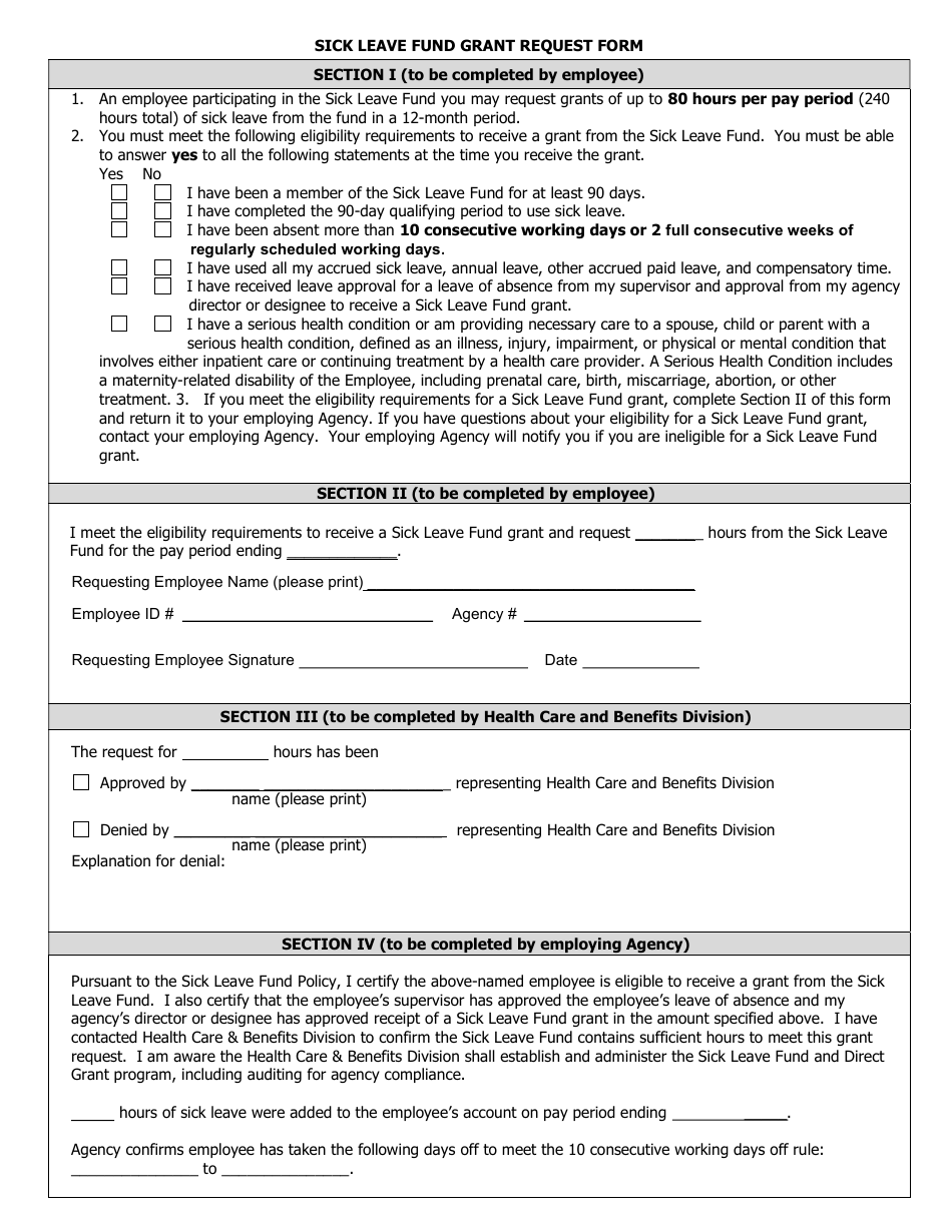Sick Leave Fund Grant Request Form - Montana, Page 3