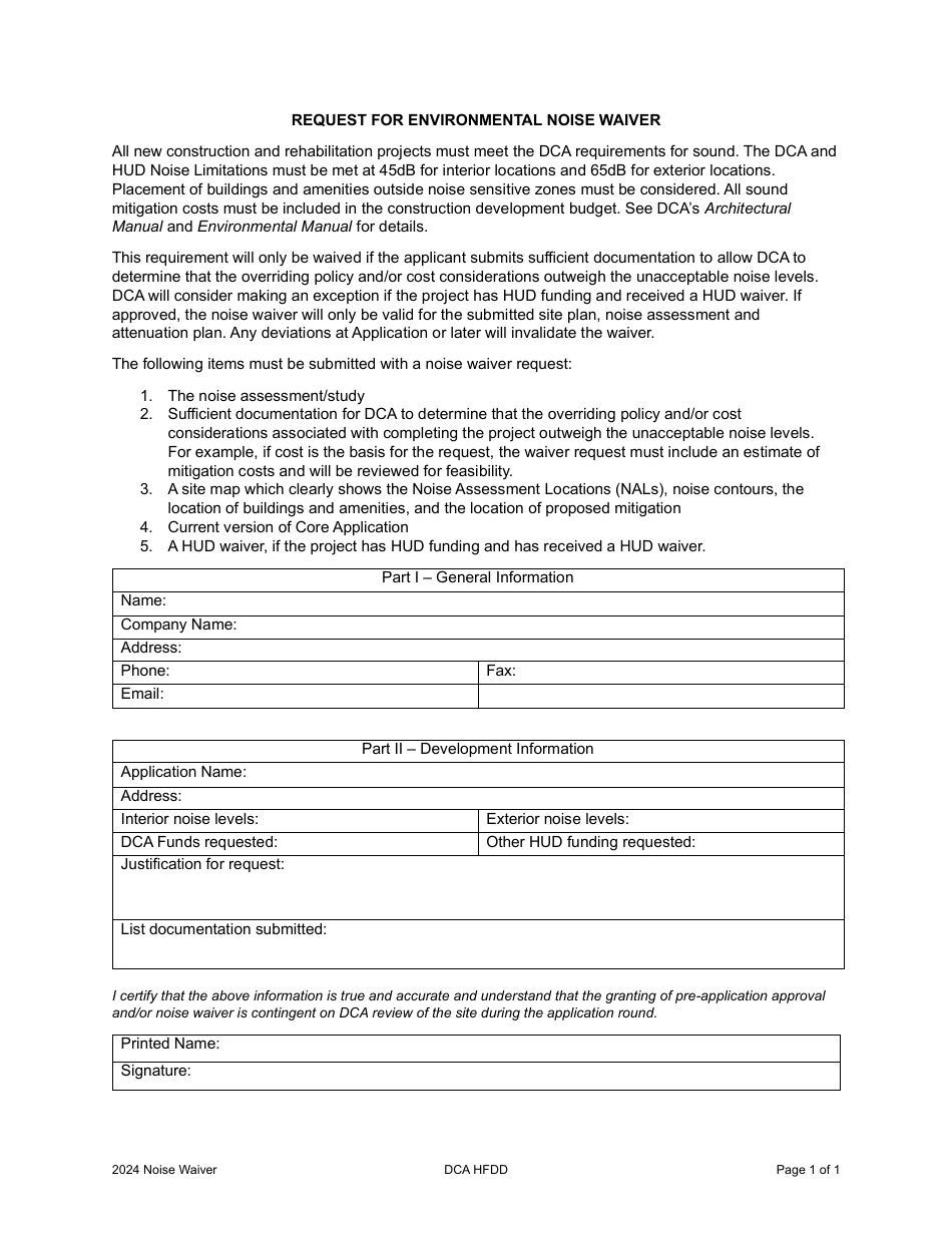 Request for Environmental Noise Waiver - Georgia (United States), Page 1