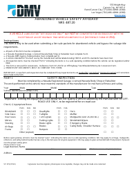 Form VP279 Abandoned Vehicle Safety Affidavit - Nevada