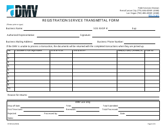 Document preview: Form VP193 Registration Service Transmittal Form - Nevada