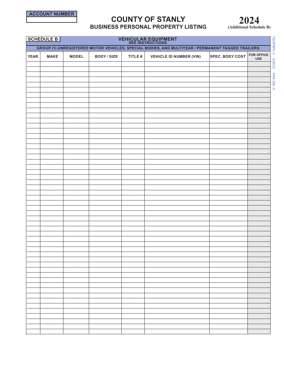 Business Personal Property Listing - Stanly County, North Carolina, Page 4