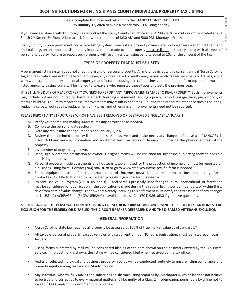 Personal Property Listing - Stanly County, North Carolina, Page 3