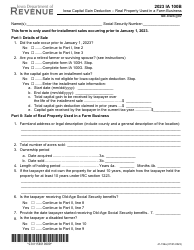Document preview: Form IA100B (41-156) Iowa Capital Gain Deduction - Real Property Used in a Farm Business - Iowa, 2023