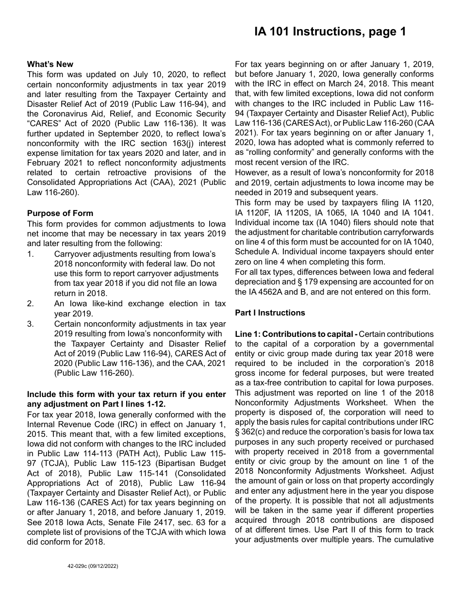 Form IA101 (42-029) Nonconformity Adjustments - Iowa, Page 3