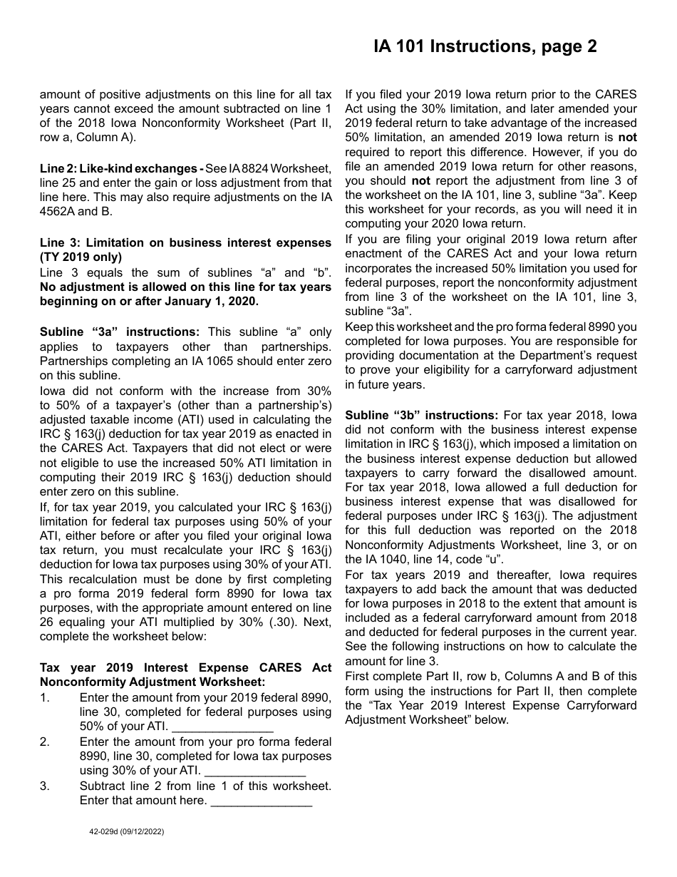 Form IA101 (42-029) Nonconformity Adjustments - Iowa, Page 4
