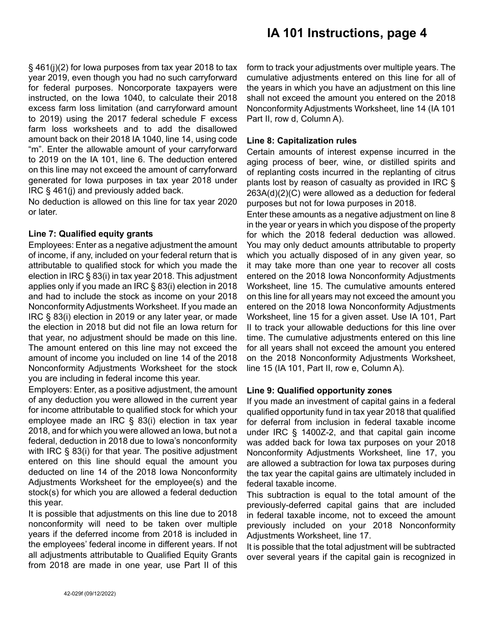 Form IA101 (42-029) Nonconformity Adjustments - Iowa, Page 6