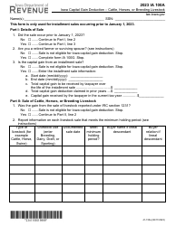 Document preview: Form IA100A (41-155) Iowa Capital Gain Deduction - Cattle, Horses, or Breeding Livestock - Iowa, 2023