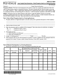 Document preview: Form IA100H (41-185) Iowa Capital Gain Deduction - Real Property Used in a Farming Business - Iowa, 2023