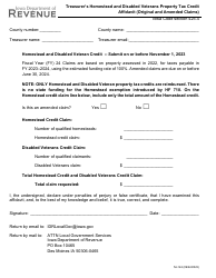 Document preview: Form 54-142 Treasurer's Homestead and Disabled Veterans Property Tax Credit Affidavit (Original and Amended Claims) - Iowa, 2024