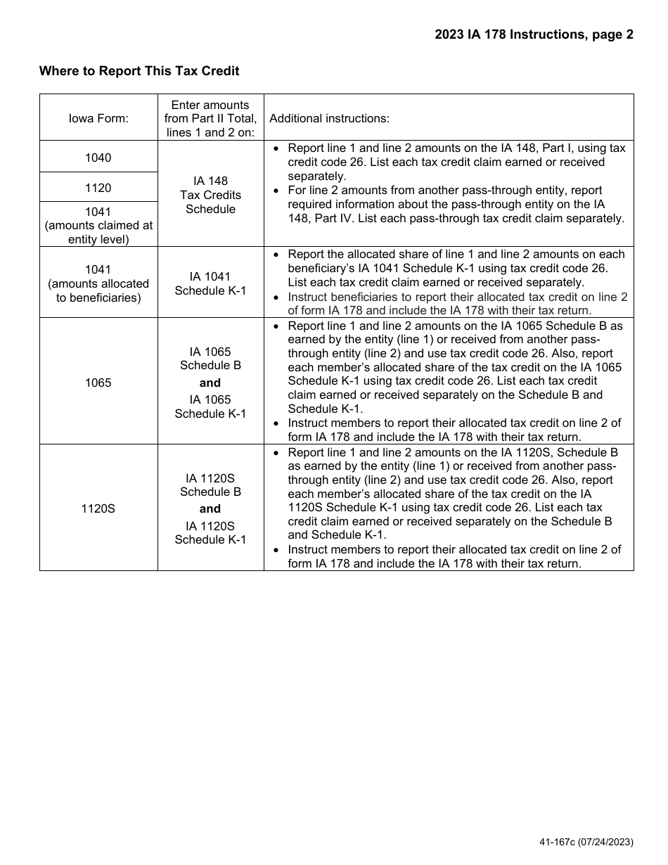 Form IA178 (41-167) Farm to Food Donation Tax Credit - Iowa, Page 3