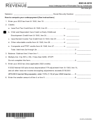 Document preview: Form IA2210 (45-007) Iowa Underpayment of Estimated Tax by Individuals - Iowa, 2023