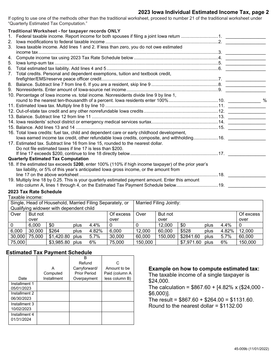 Instructions for Form IA1040ES, 96-048 Iowa Individual Estimated Income Tax Payment Voucher - Iowa, Page 2