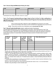 Non-participating Manufacturer Certification Form - Iowa, Page 3