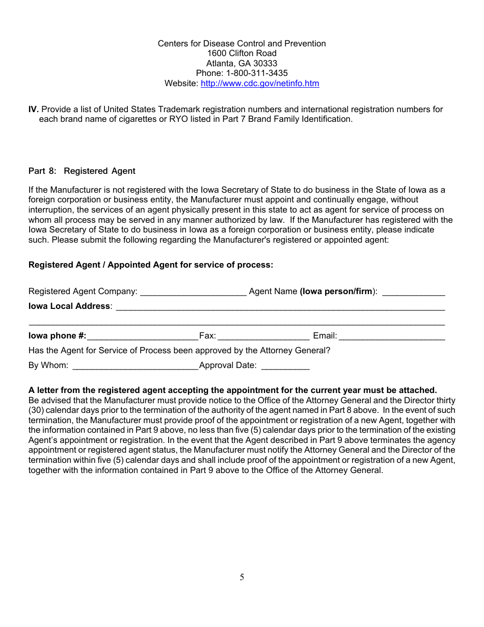 Non-participating Manufacturer Certification Form - Iowa, Page 5