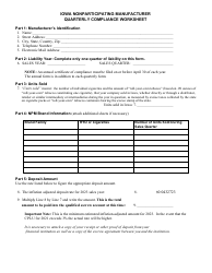 Iowa Nonparticipating Manufacturer Quarterly Compliance Worksheet - Iowa