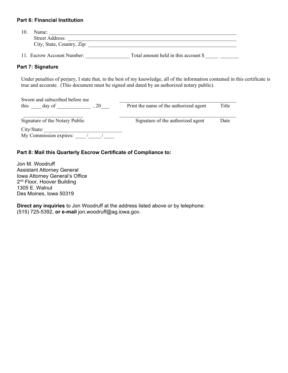 Iowa Nonparticipating Manufacturer Quarterly Compliance Worksheet - Iowa, Page 2