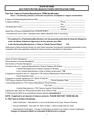 Participating Manufacturer Certification Form - Iowa