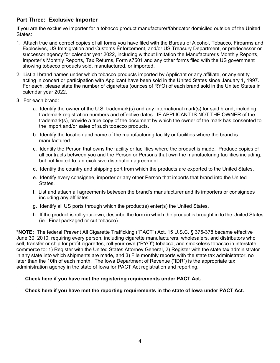 Participating Manufacturer Certification Form - Iowa, Page 4