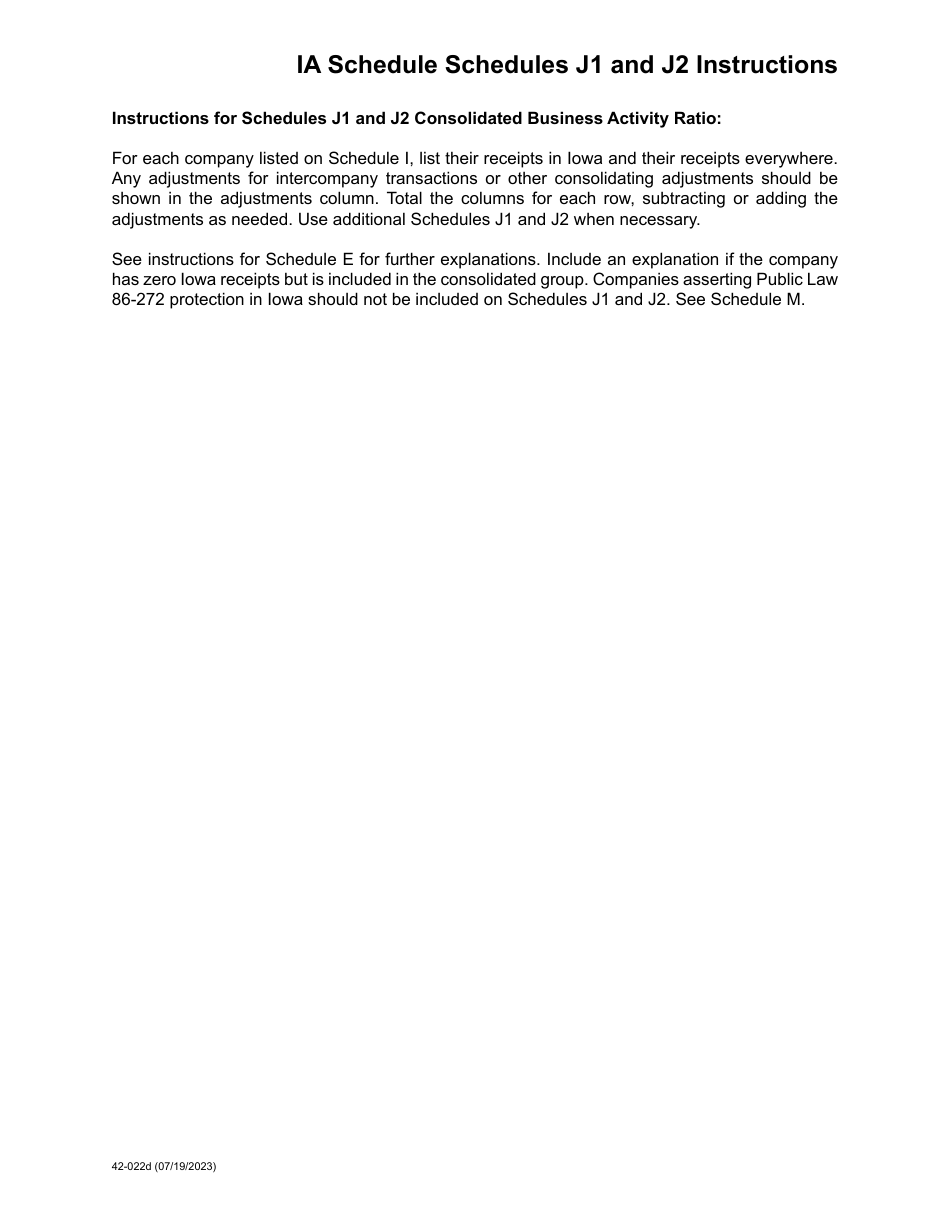 Form 42-022 Schedule I, J1, J2 Ia 851 Affiliated Group / Consolidated Business Activity Ratio - Iowa, Page 4