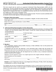 Document preview: Form 14-111 Authorized Entity Representative Contact Form - Iowa