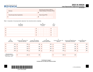 Document preview: Form IA4562A (41-105) Iowa Depreciation Adjustment Schedule - Iowa, 2023